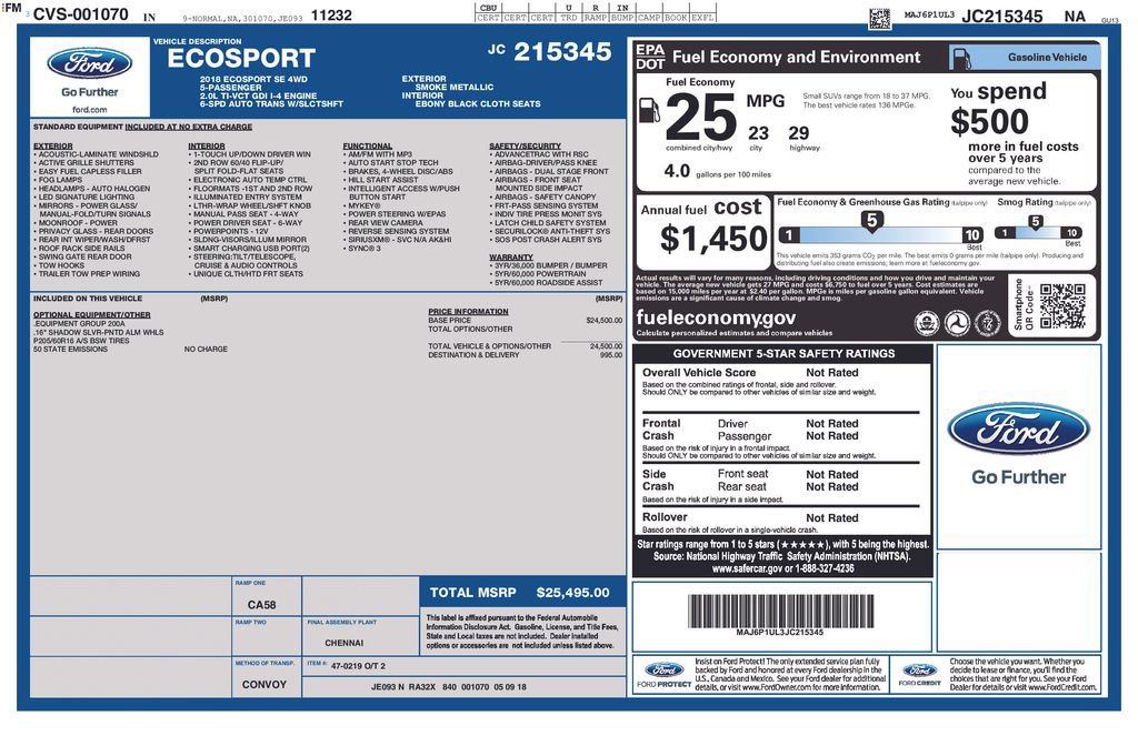Used 2018 Ford EcoSport SE AWD/4WD image 2