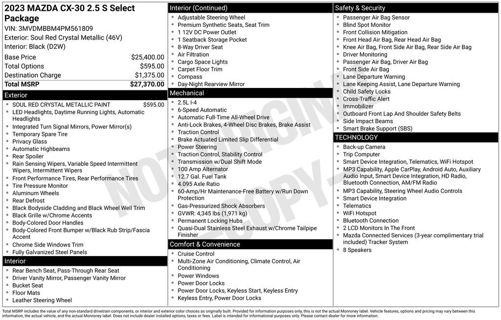 Certified 2023 MAZDA CX-30 AWD 2.5 S w/ Select Package image 39