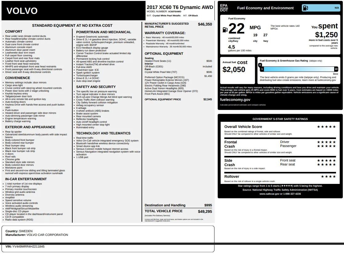 Used 2017 Volvo XC60 T6 Dynamic w/ Preferred Option Package image 66