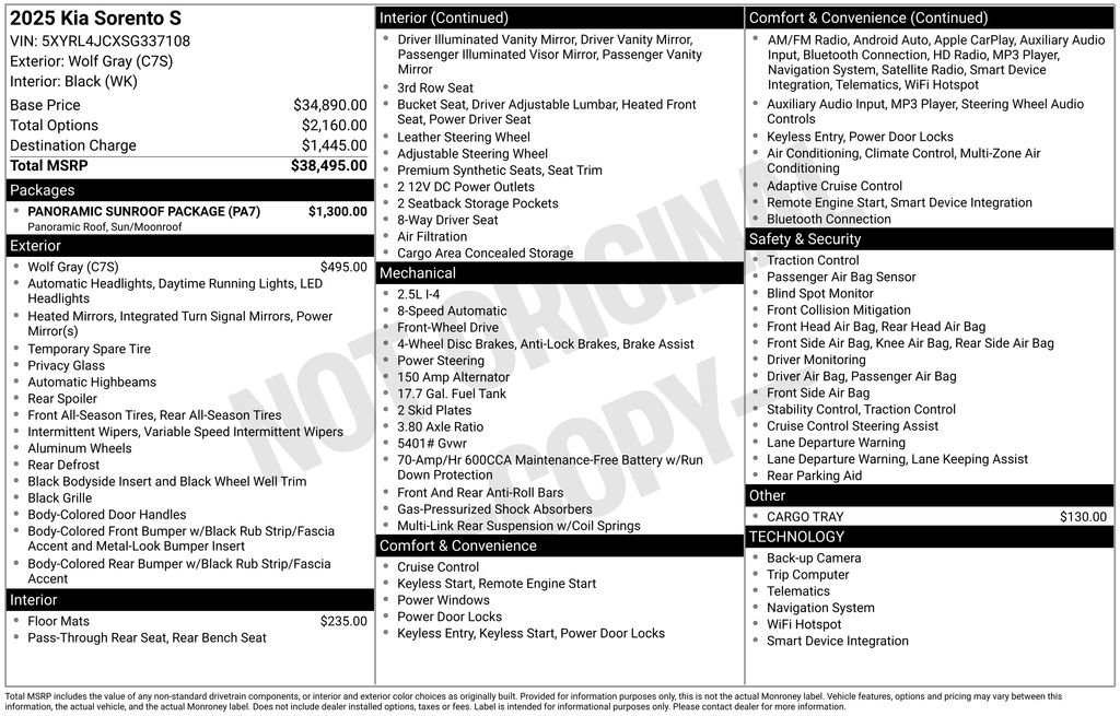 Certified 2025 Kia Sorento S w/ Panoramic Sunroof Package image 40