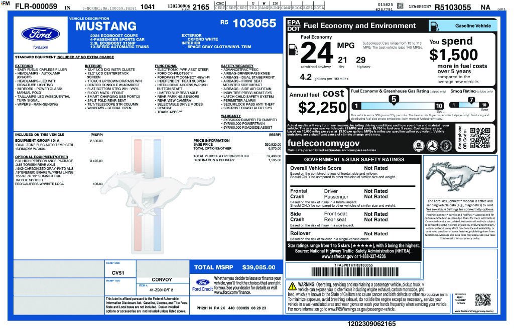 Certified 2024 Ford Mustang Coupe w/ 2.3L High Performance Package RWD image 32