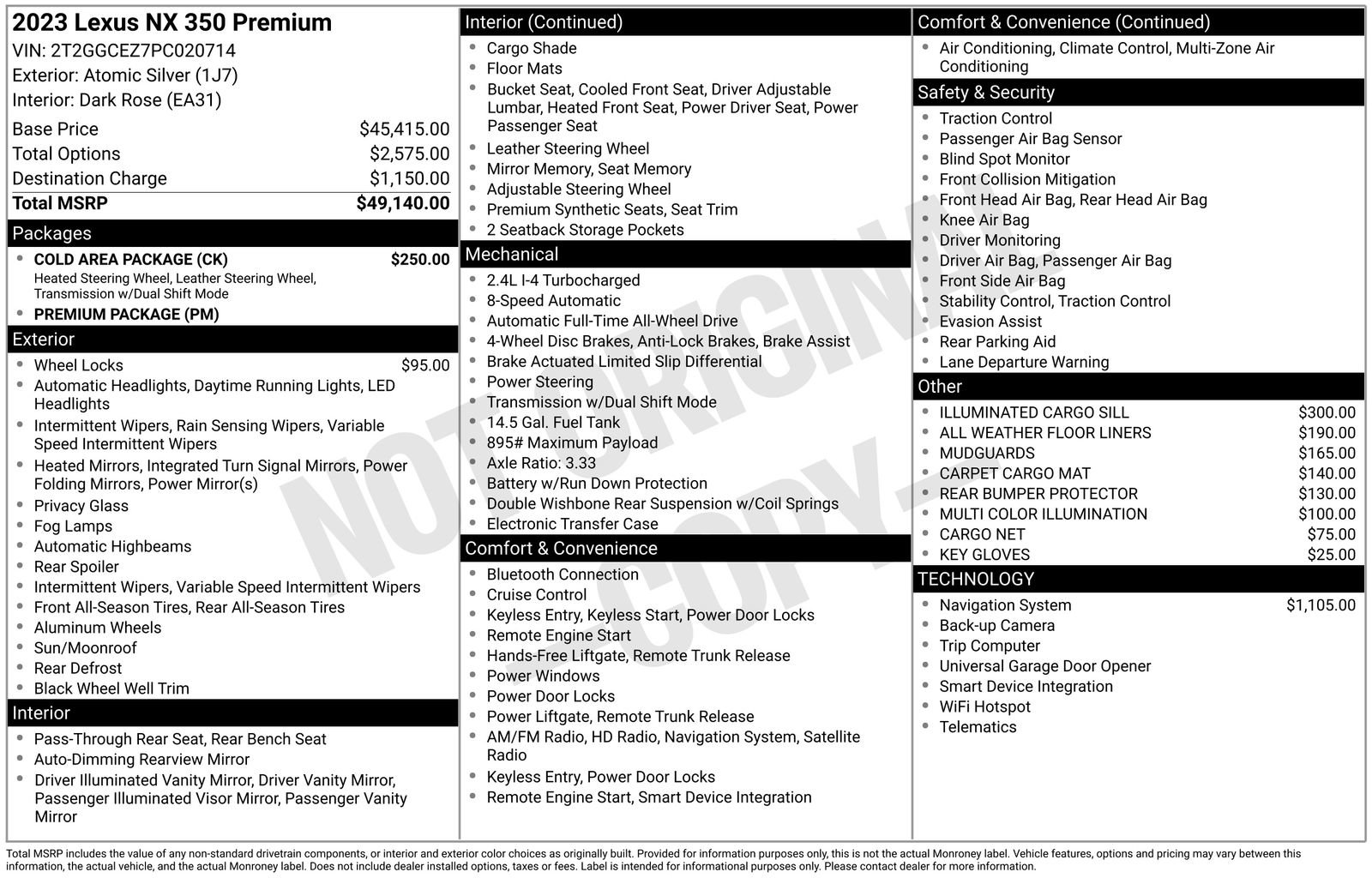 Used 2023 Lexus NX 350 AWD w/ Cold Area Package image 4