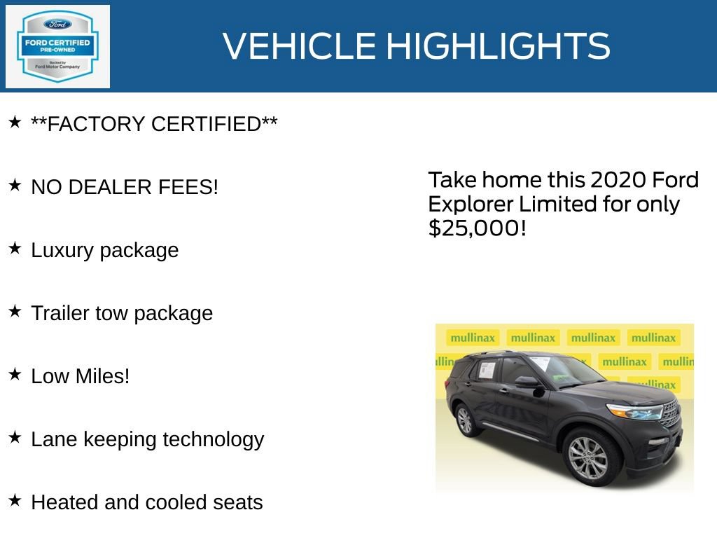 Certified 2020 Ford Explorer Limited w/ Class III Trailer Tow Package AWD/4WD image 12