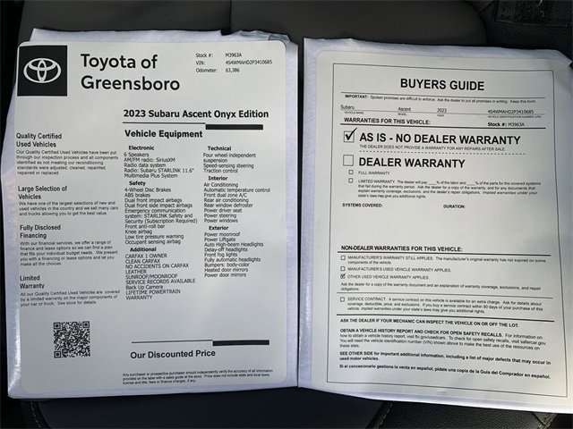 Used 2023 Subaru Ascent Onyx Edition image 39