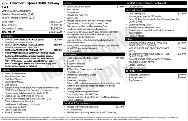 New 2026 Chevrolet Express 3500 w/ Power Convenience Package RWD image 5