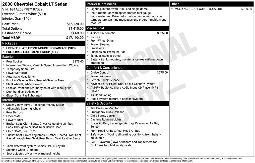 Used 2008 Chevrolet Cobalt LT image 3
