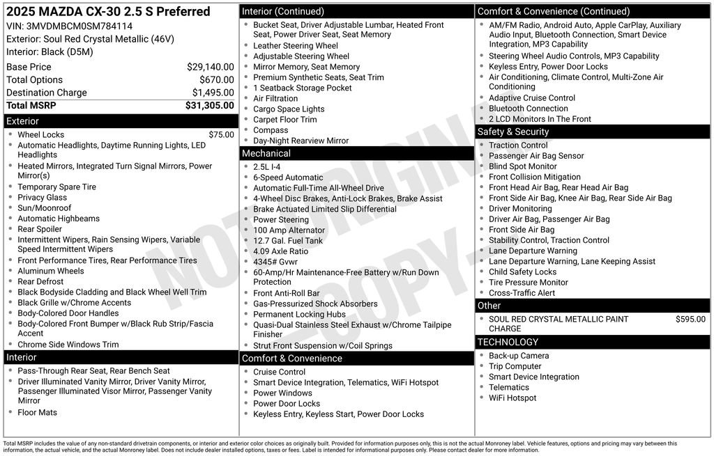 Used 2025 MAZDA CX-30 AWD 2.5 S w/ Preferred Package image 7