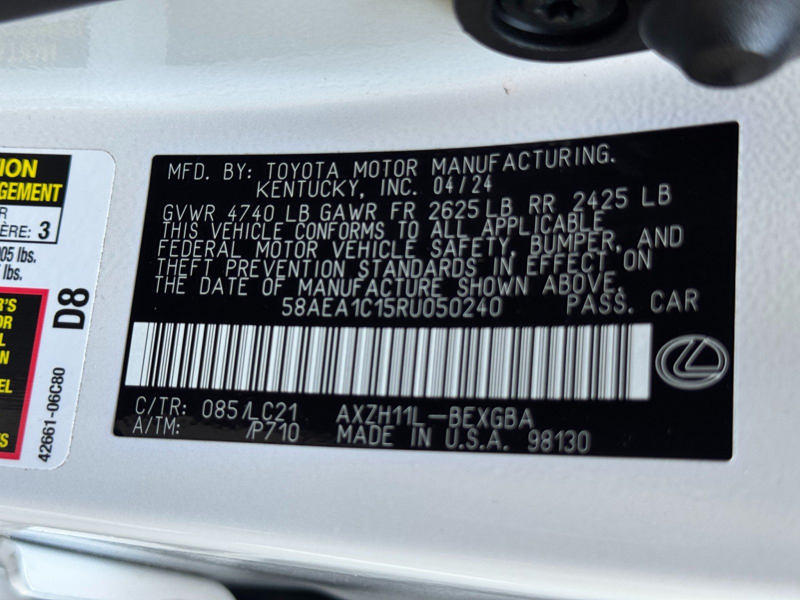 Used 2024 Lexus ES 300h w/ Accessory Package (Z2) FWD image 50