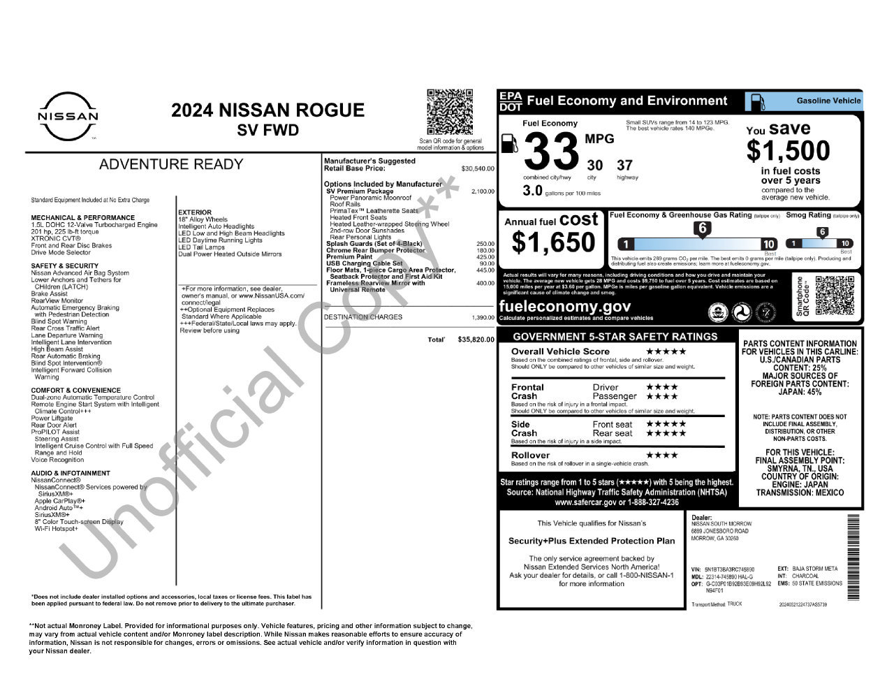 Certified 2024 Nissan Rogue SV w/ SV Premium Package FWD image 35
