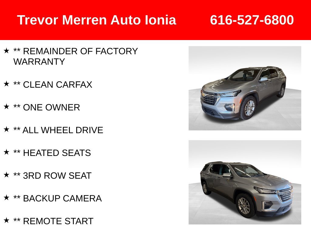 Used 2023 Chevrolet Traverse LT w/ LPO, Cargo Package AWD/4WD image 7