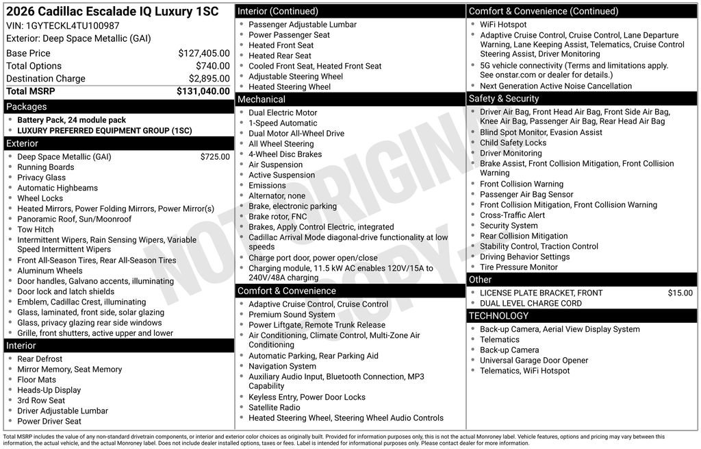 New 2026 Cadillac Escalade IQ Luxury 1 AWD/4WD image 49