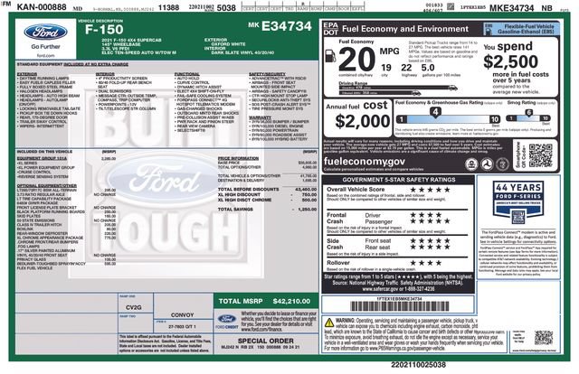 Used 2021 Ford F150 XL w/ Equipment Group 101A High AWD/4WD image 2