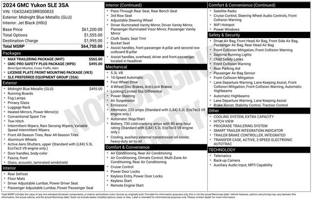 Used 2024 GMC Yukon SLE w/ Max Trailering Package AWD/4WD image 30