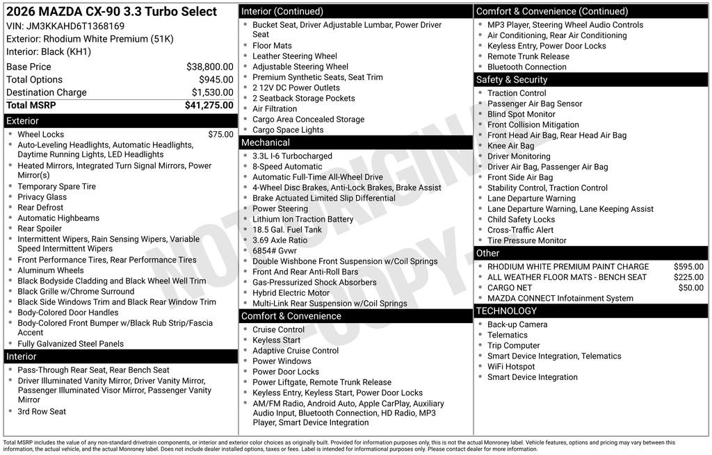 New 2026 MAZDA CX-90 3.3 Turbo w/ Select Package AWD/4WD image 33