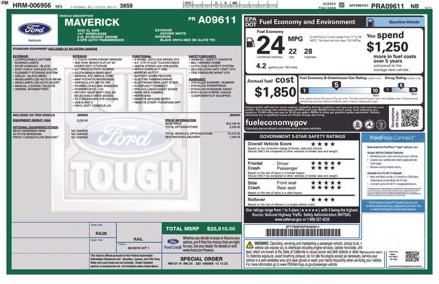 Used 2023 Ford Maverick XL w/ Equipment Group 100A Standard AWD/4WD image 4