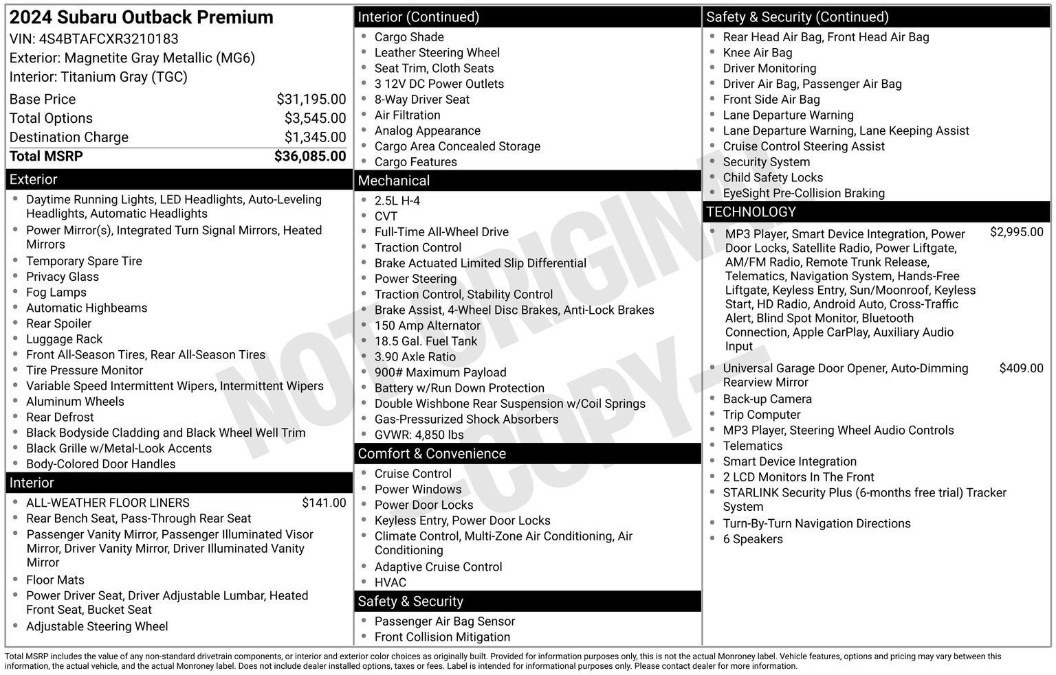 Certified 2024 Subaru Outback Premium AWD/4WD image 34