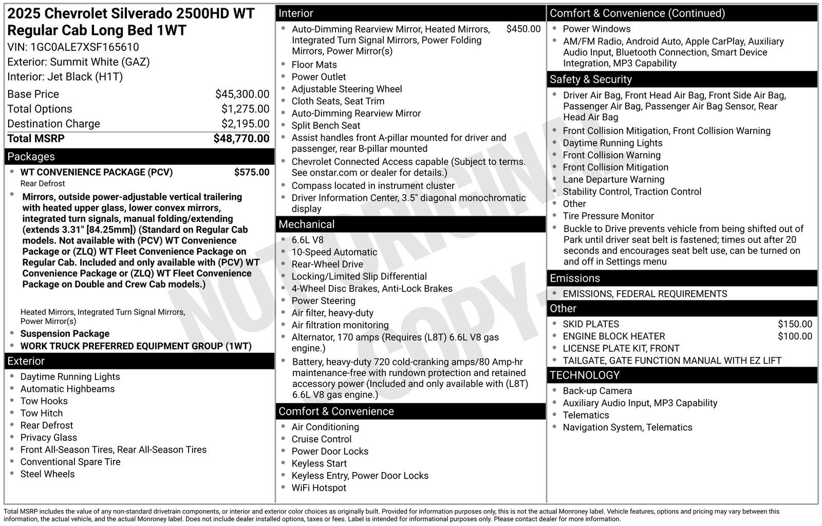 New 2025 Chevrolet Silverado 2500 W/T w/ WT Convenience Package image 10