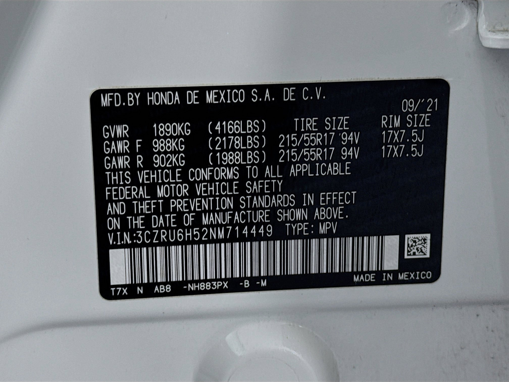 Certified 2022 Honda HR-V EX image 31