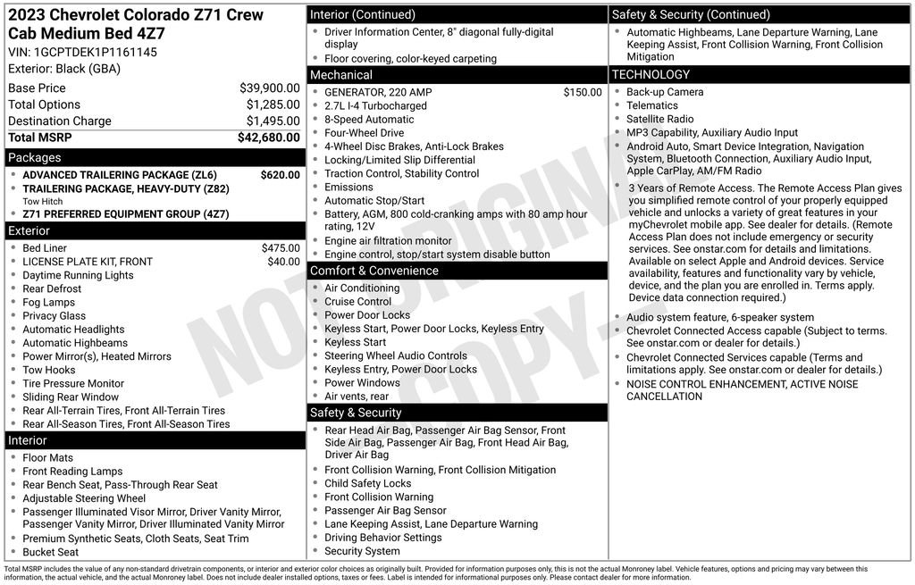 Used 2023 Chevrolet Colorado Z71 w/ Advanced Trailering Package AWD/4WD image 6