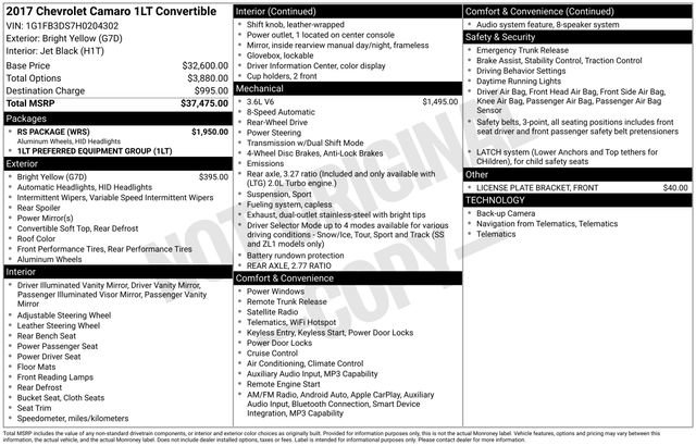 Used 2017 Chevrolet Camaro LT w/ RS Package image 11