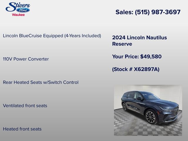 Certified 2024 Lincoln Nautilus Reserve w/ Equipment Group 202A AWD/4WD image 22