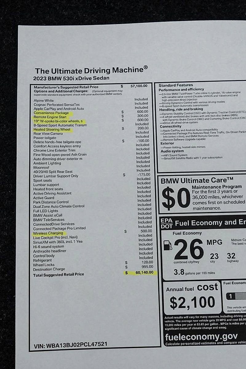 Used 2023 BMW 530i xDrive w/ Convenience Package image 53