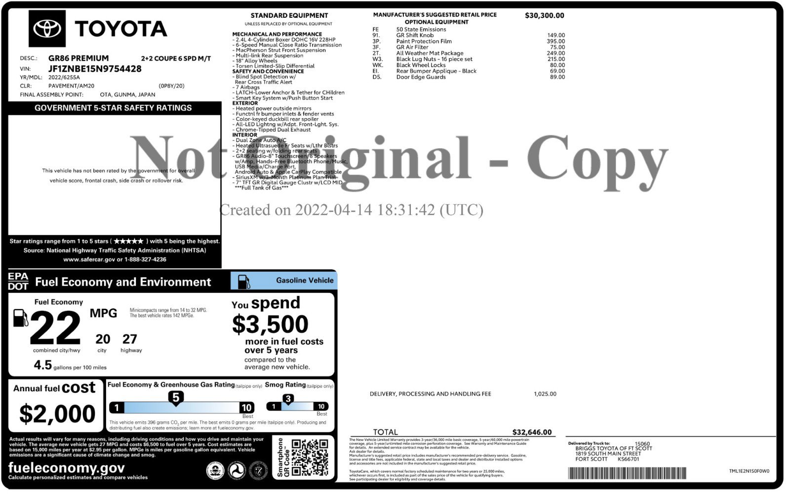 Used 2022 Toyota GR86 Premium w/ ALL Weather Mat Package (TMS) RWD image 43