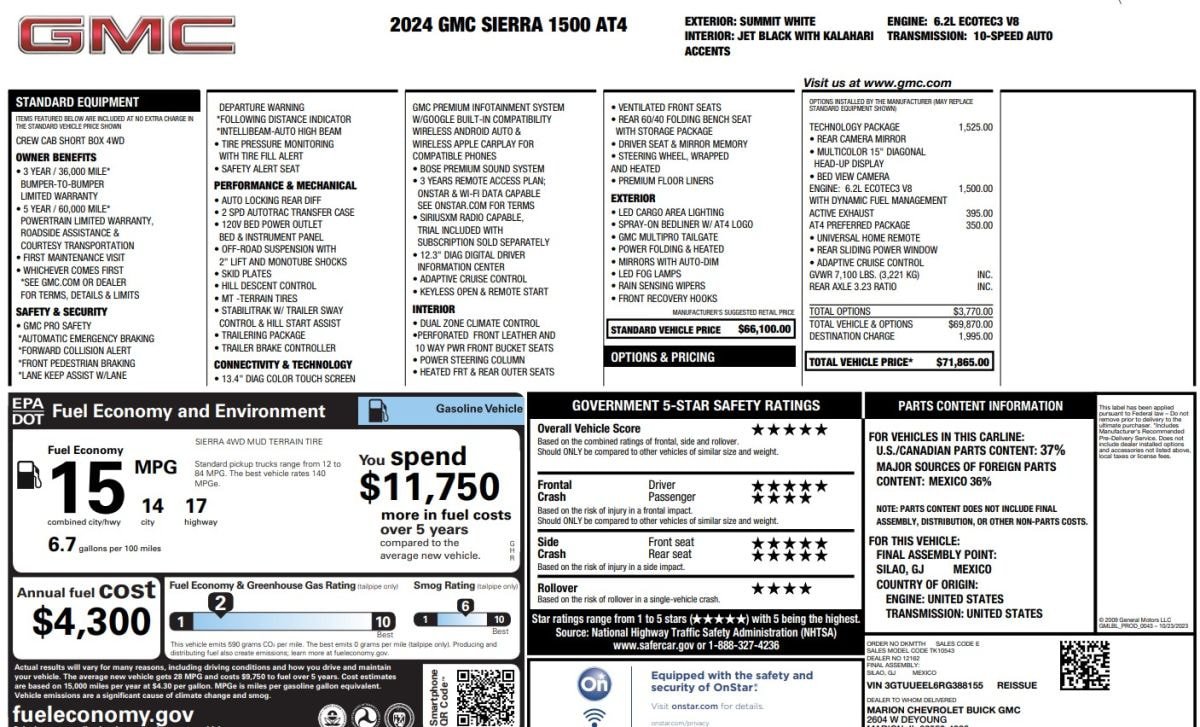 Used 2024 GMC Sierra 1500 AT4 w/ Technology Package AWD/4WD image 15