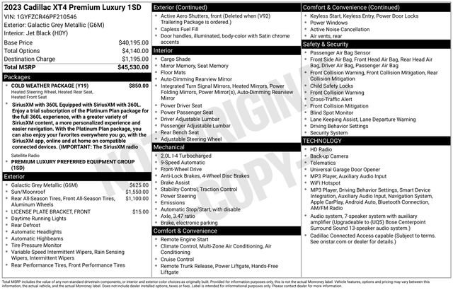 Used 2023 Cadillac XT4 Premium Luxury w/ Cold Weather Package FWD image 66