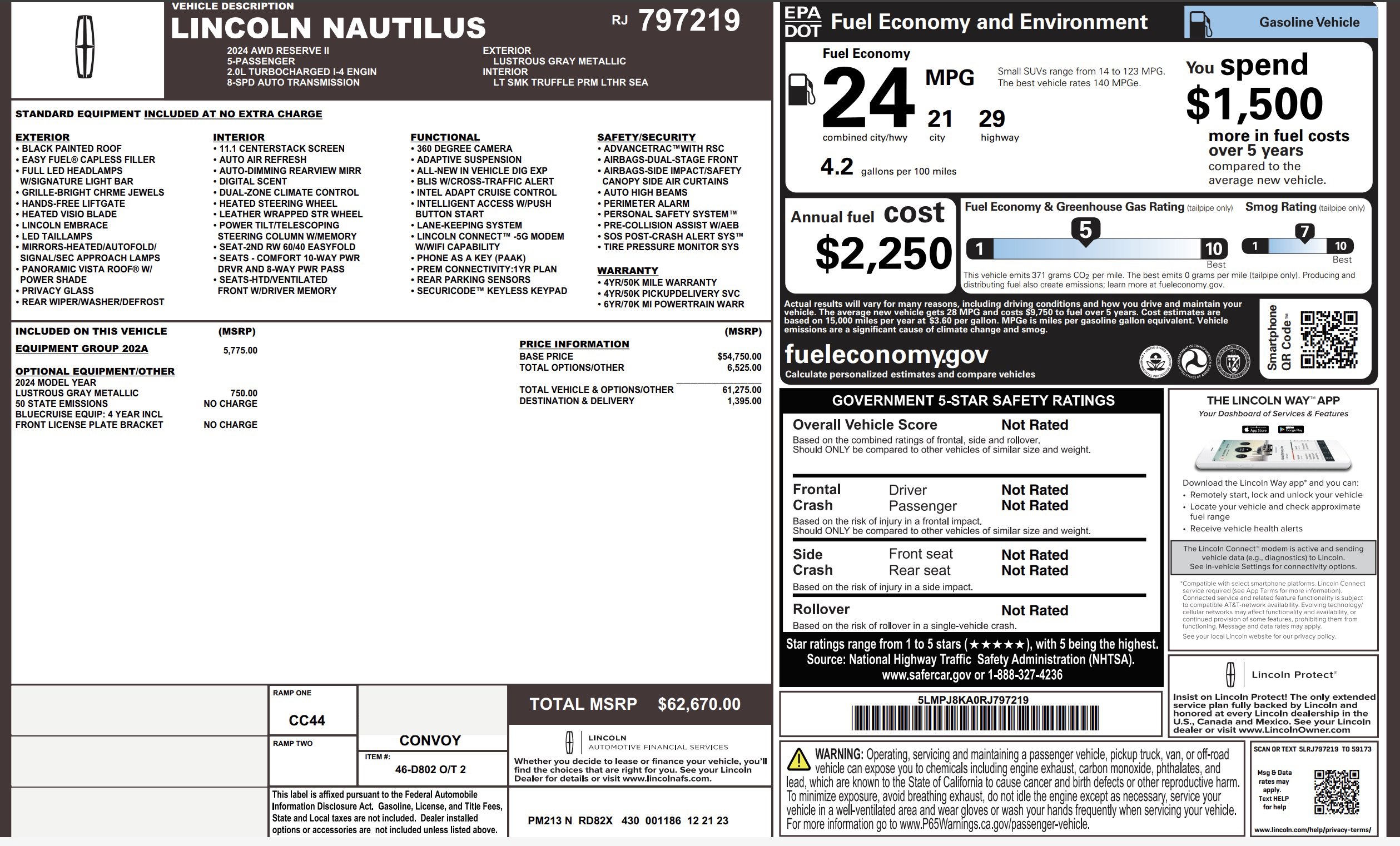 Used 2024 Lincoln Nautilus Reserve w/ Equipment Group 202A image 5