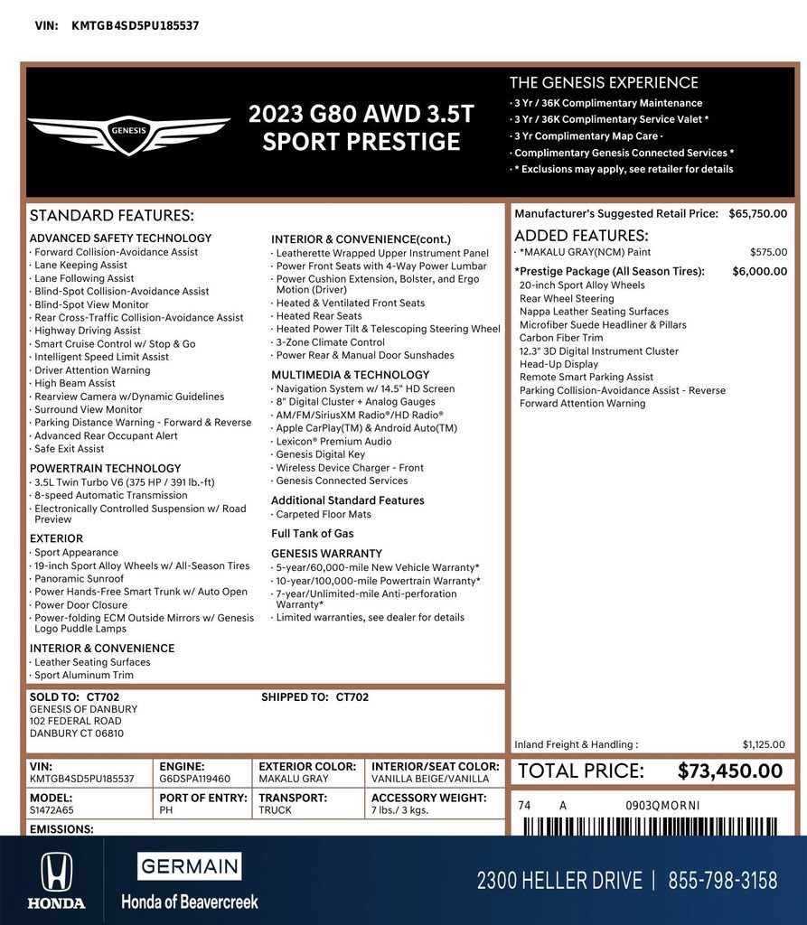 Used 2023 Genesis G80 3.5T Sport AWD/4WD image 31