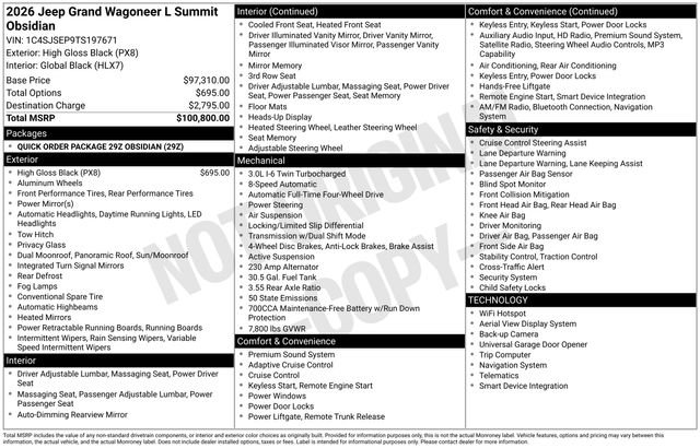 New 2026 Jeep Grand Wagoneer L Summit AWD/4WD image 4