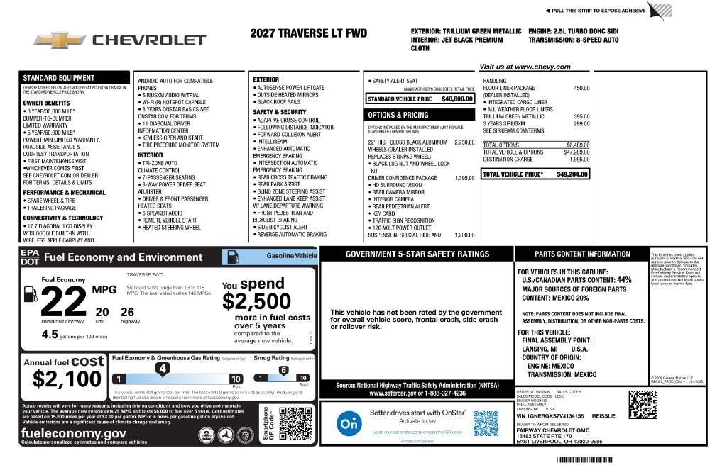 New 2027 Chevrolet Traverse LT w/ Driver Confidence Package FWD image 4