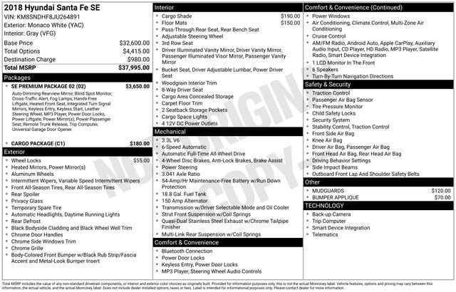 Used 2018 Hyundai Santa Fe SE w/ SE Premium Package 02 image 39