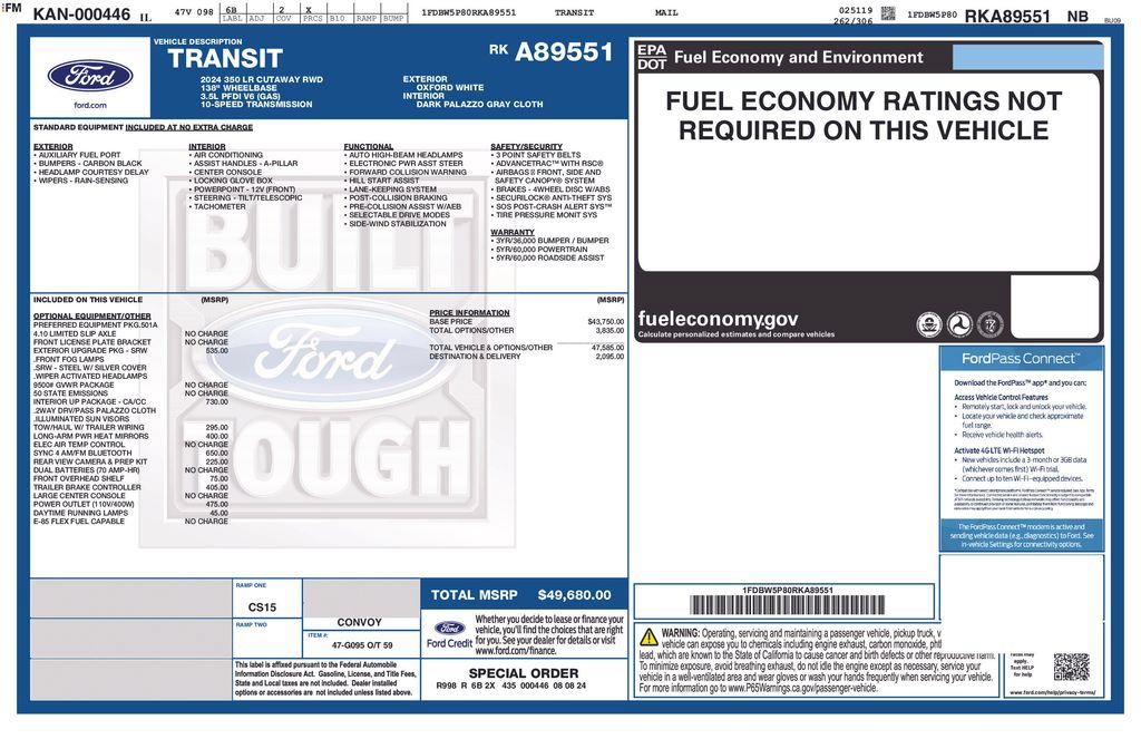 New 2024 Ford Transit 350 w/ Interior Upgrade Package RWD image 38