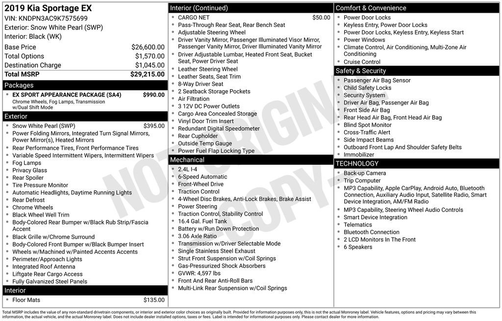 Used 2019 Kia Sportage EX w/ EX Sport Appearance Package FWD image 6