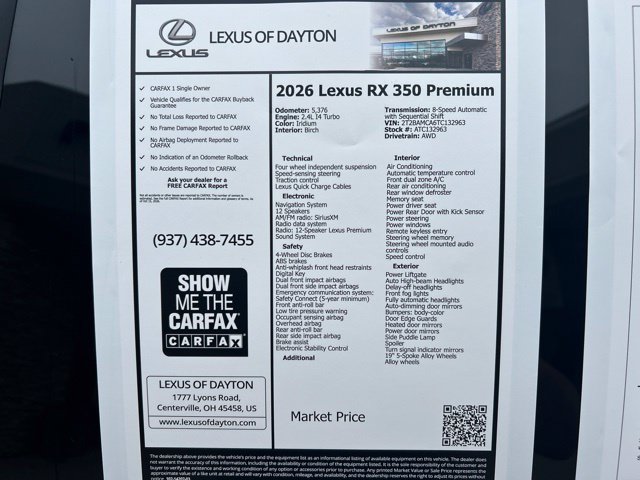 Used 2026 Lexus RX 350 Premium w/ All Season Protection Package AWD/4WD image 15