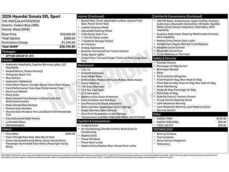 New 2026 Hyundai Sonata SEL FWD image 29