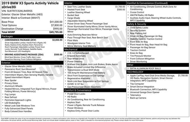 Used 2019 BMW X3 sDrive30i w/ Convenience Package image 25