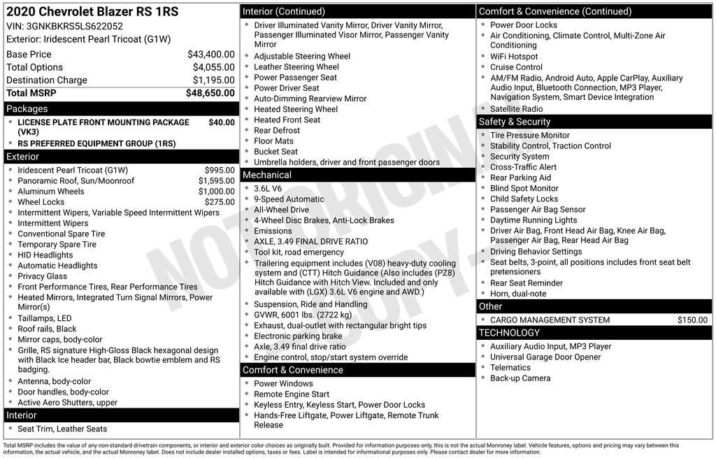 Certified 2020 Chevrolet Blazer RS image 11