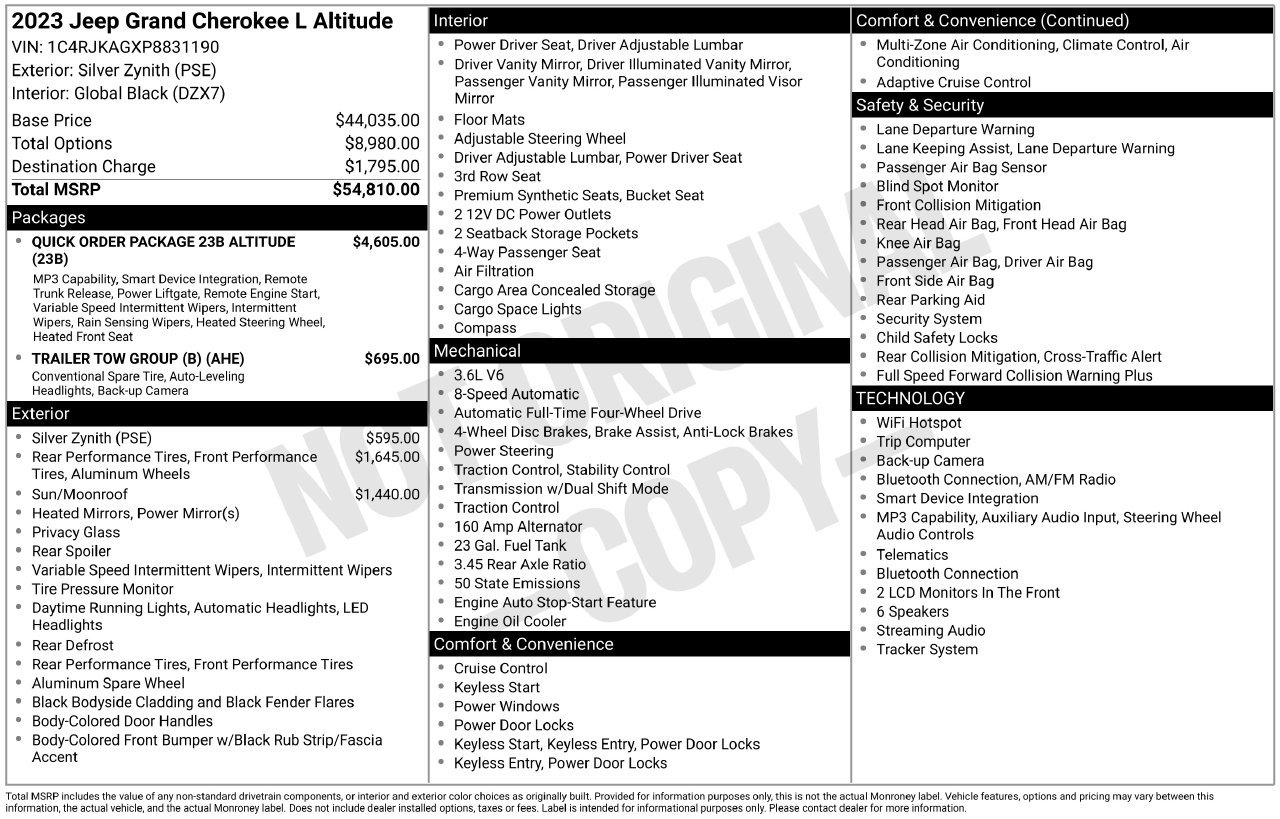 Used 2023 Jeep Grand Cherokee L Laredo AWD/4WD image 9