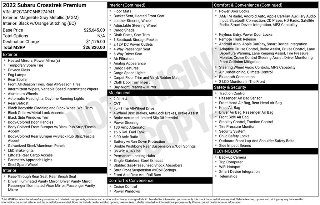 Used 2022 Subaru Crosstrek 2.0i Premium image 26