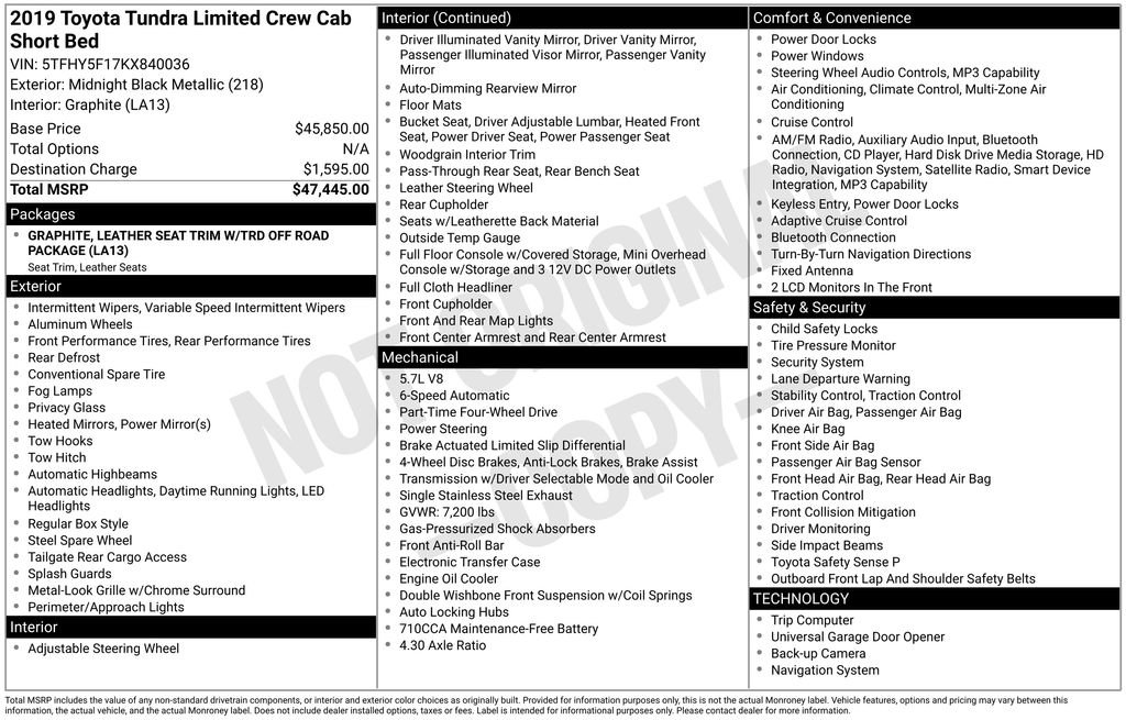 Used 2019 Toyota Tundra Limited AWD/4WD image 12