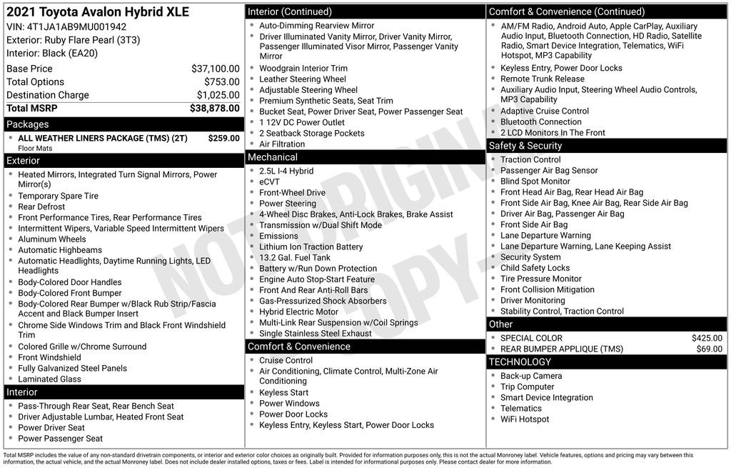 Certified 2021 Toyota Avalon XLE FWD image 30
