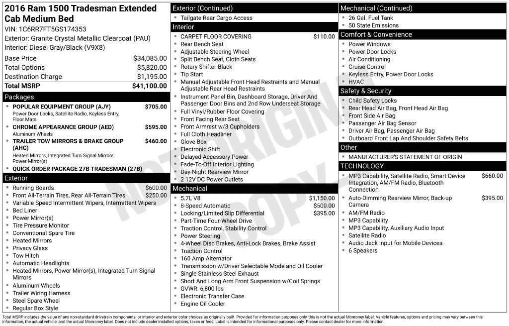 Used 2016 RAM 1500 Tradesman w/ Popular Equipment Group AWD/4WD image 36