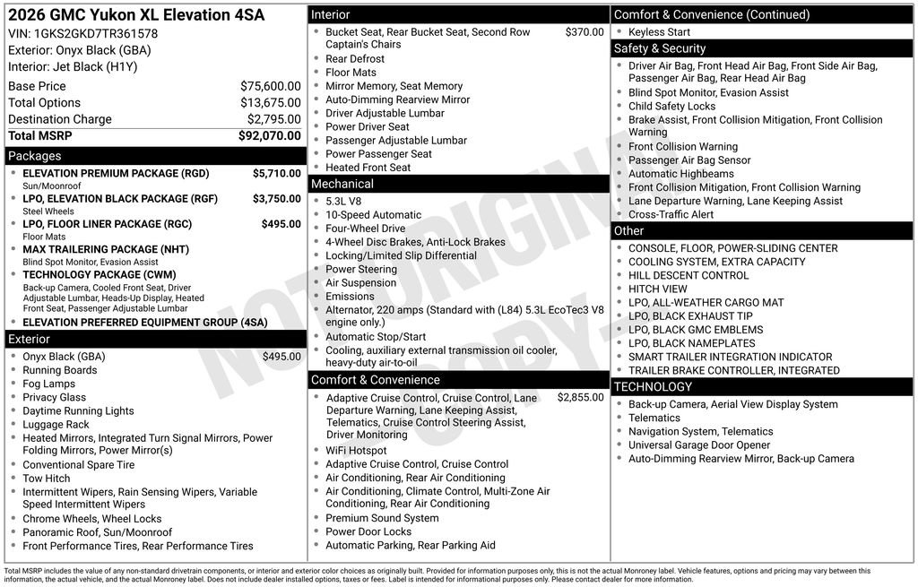 New 2026 GMC Yukon XL Elevation w/ Elevation Premium Package AWD/4WD image 23