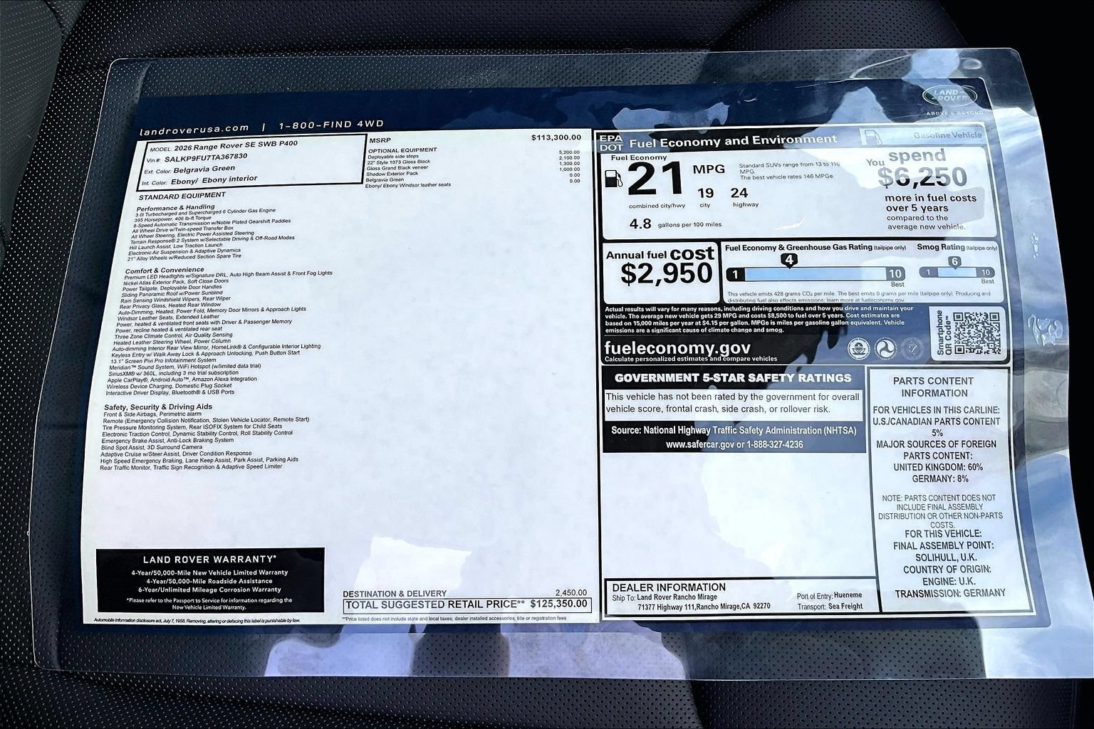 New 2026 Land Rover Range Rover SE AWD/4WD image 14