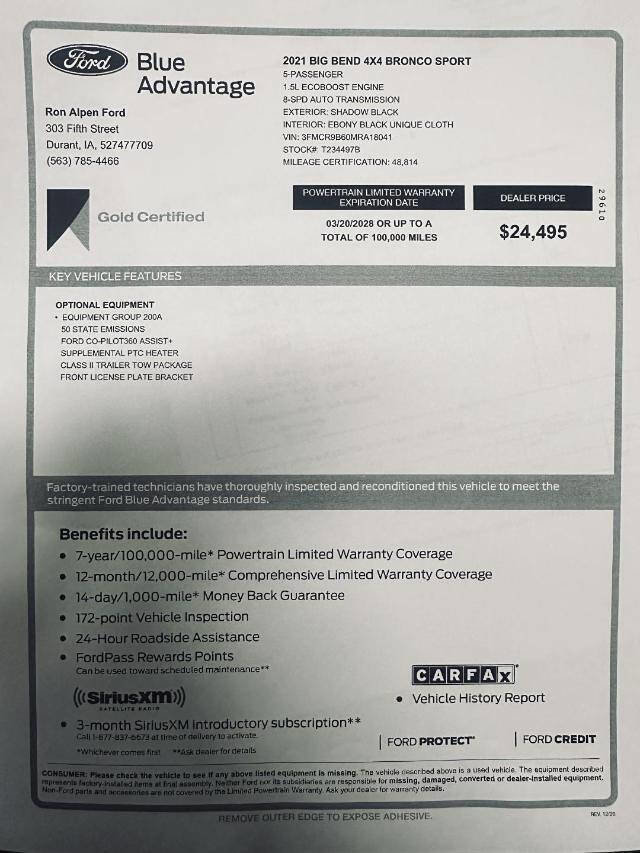 Used 2021 Ford Bronco Sport Big Bend image 16