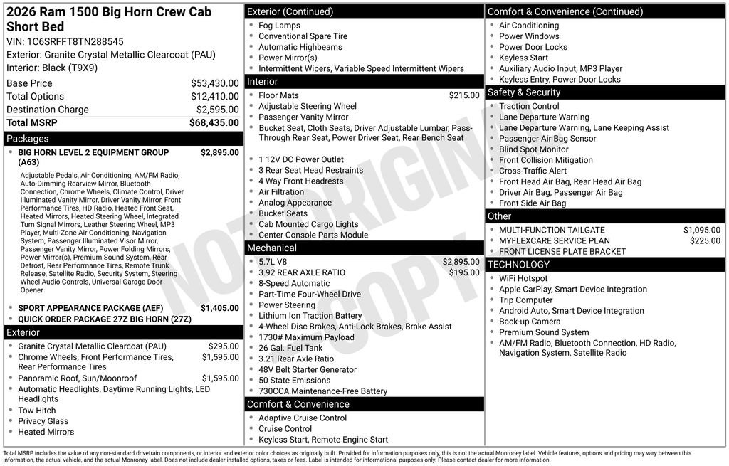 New 2026 RAM 1500 Big Horn AWD/4WD image 3