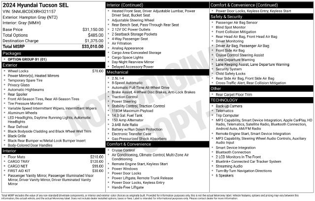 Used 2024 Hyundai Tucson SEL AWD/4WD image 35